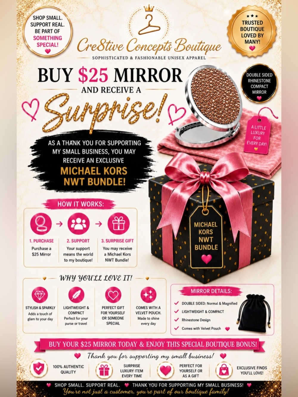 Buy a $25 Rhinestone Mirror & Receive ONE Credit Toward a Michael Kors Bundle